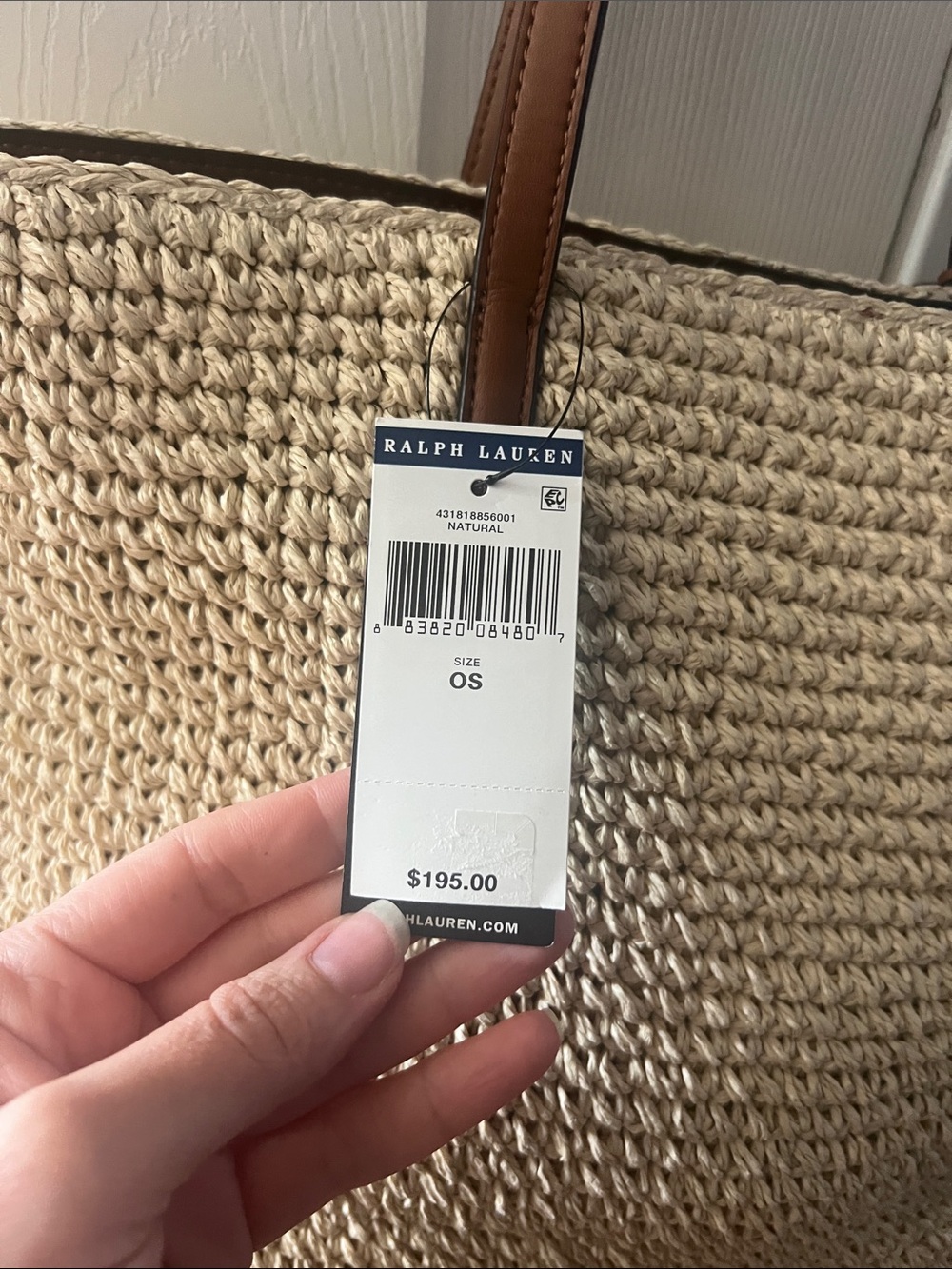 Ralph Lauren Natural Straw Tote with Tan Leather Handles - Picture 4 of 10